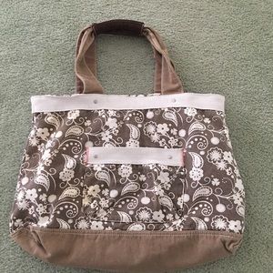 Brown floral sturdy canvas bag